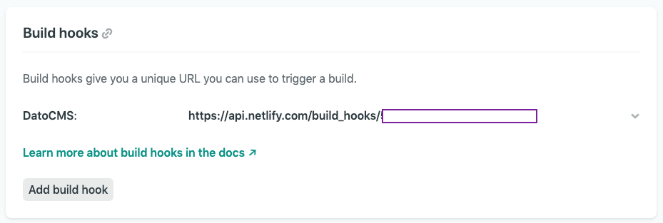 Netlify build hook