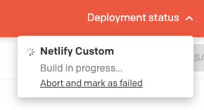 DatoCMS deployment environment status displaying "In progress"