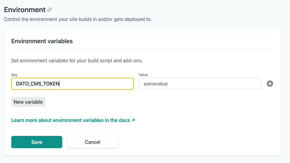 DatoCMS token in Netlify dashboard