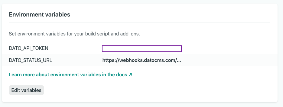 Netlify status URL environment variable